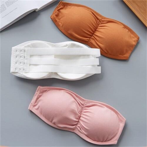 New One Piece Seamless Tube Tops Women Invisible Bra Intimates Strapless Bustier Bandeau Breathable Wrapped Chest Underwear
