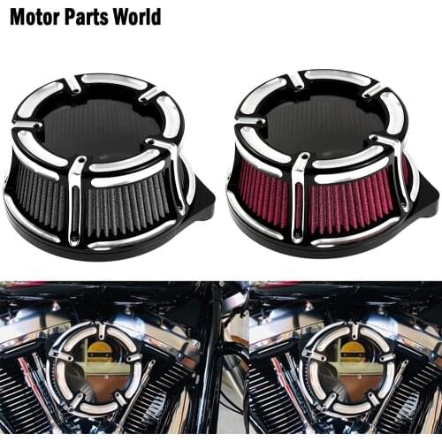 Motorcycle See Through Air Cleaner Air Filter Grey/Red Element Aluminum For Harley Touring Street Glide Dyna Softail SportsterXL