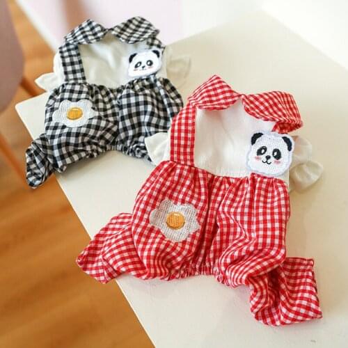 Dog Clothes Autumn and Winter New Products Teddy Bichon Small and Medium-sized Dog Four-legged Plaid Panda Overalls