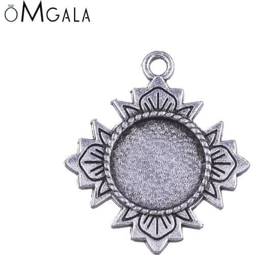 10pcs/lot 12mm Leaves Shape Round Cabochon Base Tray Bezel Blank Setting For Pendant Earrings DIY Jewelry Making Findings