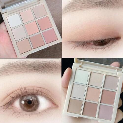 9 Colors Matte Eye Shadow Palette Long-lasting Waterproof Sweatproof Easy Drawing Create Natural Brighten Eyes Look Makeup TSLM1