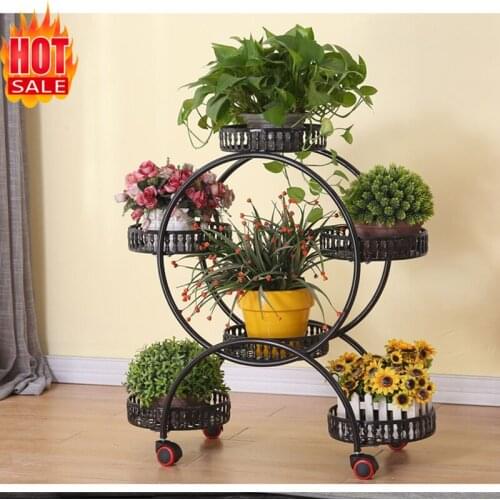Portable Flower Stands With Wheels Metal Plant Holder Flower Pot Trays Large Storage Rack for Home Living Room Garden Decor