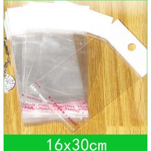 Hanging hole poly Packing bags (16x30cm) with self-adhesive seal opp bag /poly for wholesale 200pcs/lot