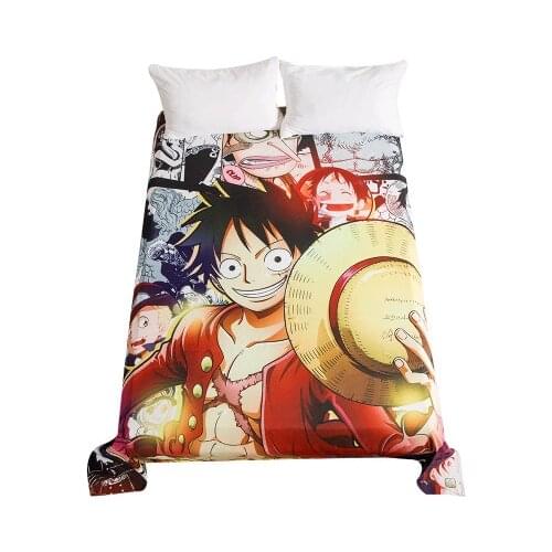 Japanese Anime ONE PIECE Printed Bed Sheet Kids Teens Boy Girl Bedroom Decor Cartoon Flat Sheet Bedclothes Bed Linens Bedding