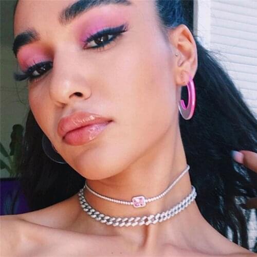 Rectangle Luxury Simple Choker Necklace For Women Pink Gift Exquisite 2020 New Fashion High Quality Necklaces Neck Ring