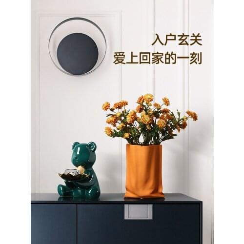 Nordic luxury folding bag vase creative ceramic flowerpot diy wedding venue decoration living room home decoration accessories