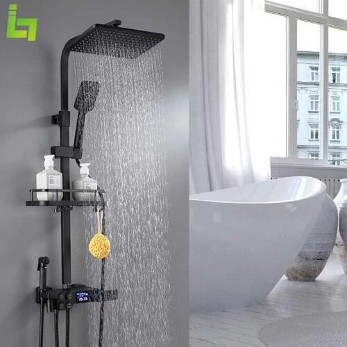 Luxury Display thermostatic Shower Faucet Set Rainfall Shower Mixer Tap Bathtub Shower Mixer Tap 3-way Shower Mixe