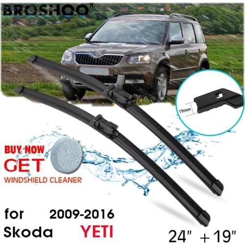 Car Wiper Blade Window Windscreen Windshield Wipers Blades Push Button Arm Auto Accessories For Skoda YETI 24"+19" 2009-2016