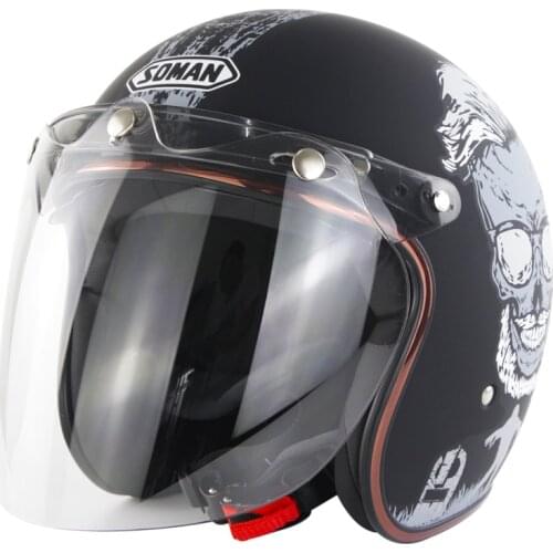 Skull Casque Moto Chopper Cascos Para Moto Vespa Electric Bike Helmet Retro Helmet Moto Electric Cafe Racer Helmet Motocross