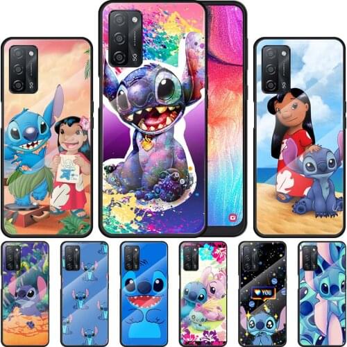 Stitch cartoon cute for OPPO Realme 7i 7 6 5 Pro C3 XT A9 2020 A52 Find X2Lite Luxury Tempered Glass Phone Case Cover