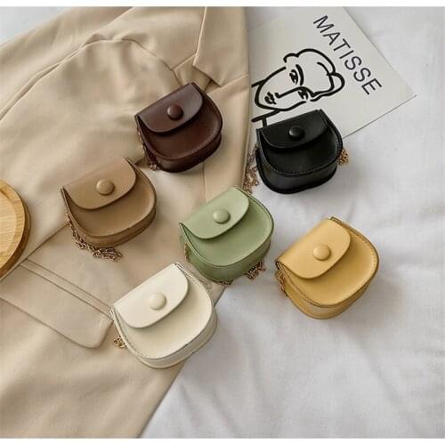 Women Solid Color Shoulder Bag Mini Chain Strap Crossbody Messenger Bag Wild Style Fashion Coin Purse Flap Handbags