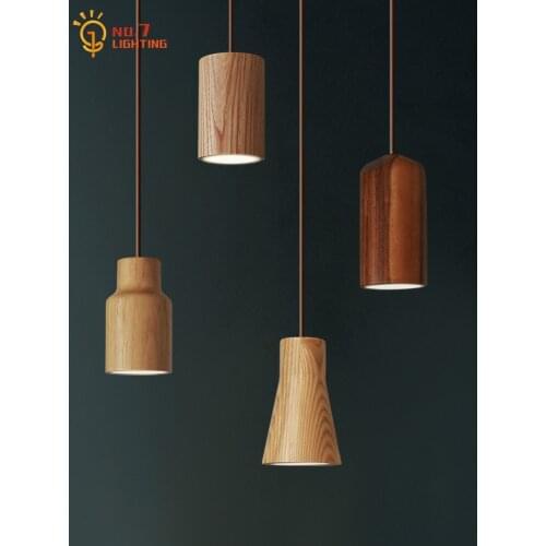 Japanese Minimalist Simple Wooden Pendant Lights Living/Dining Room Furniture Home Decor Salon Study Tea House Window Balcony