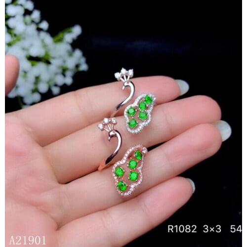 KJJEAXCMY boutique jewelry 925 pure silver inlaid natural diopside lady ring support detection asdfg