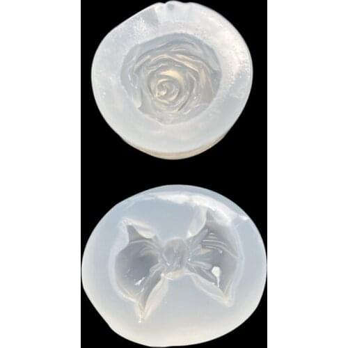 Mirror DIY Camellia Rose Flower Epoxy Silicone Mold Clay Epoxy Jewelry Pendant