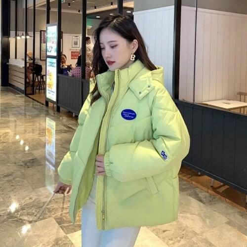 2021 New Korean Student Bread service Coats Women Oversized Loose Winter Down Cotton Parkas Short Hooded Cotton-padded Jackets