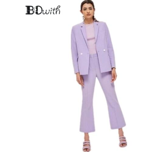 Custom Made Light Purple Women Pantsuits Work Pant Suits OL 2 Piece Sets Women Blazer(Jacket+Pant Suit)For Women Set Party