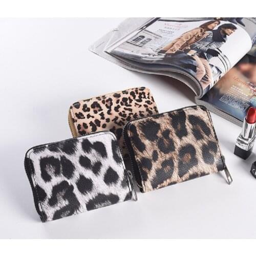 Women Fashion Leopard Print Zip-Around Wallet Credit Card Holder Cheetah Coin Purse Ladies Pu Leather Change Pouch