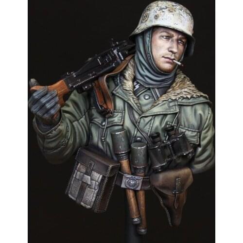 1/10 MG42 Gunner, Totenkopf Division, Kharkov 1943, WWII military theme, Resin Model Bust GK, Unassembled and unpainted kit