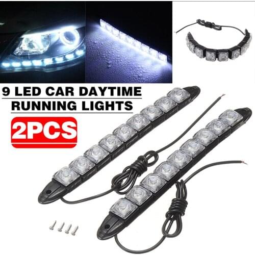 2pcs 12V 6W Car Auto Truck 9 LED Flexible Day-time Running Light Waterproof Super Bright Fog Warning Parking Lamp 650LM Parts