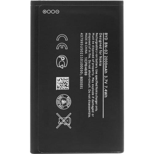 2000mAh Original BN-02 BN 02 phone battery for Nokia XL 4G RM-1061 RM-1030 RM-1042 RM-1061 3.7V BYD BN-02 Replacement Batteries