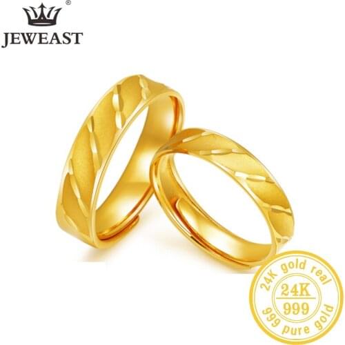 24K Pure Gold Ring Real AU 999 Solid Gold Rings Elegant Shiny Heart Beautiful Upscale Trendy Classic Jewelry Hot Sell New 2020