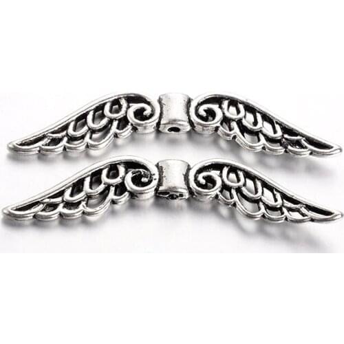 370pcs/1000g Tibetan Style Alloy Beads Wing For DIY Jewelry Making Necklaces Bracelets Supplies Mixed color 51x14x4mm Wholesale