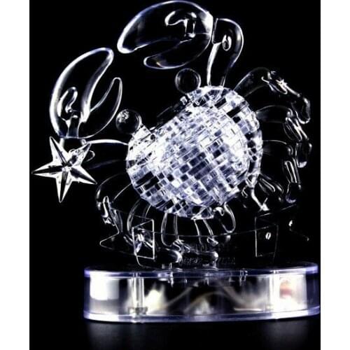 3D Crystal Puzzle Flashing LED Light Kids Twelve Constellations Horoscope Cancer Constellation Jigsaw Puzzle Toys For Kid Gifts