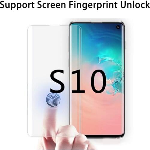 3D UV Nano Liquid Screen Protector For Galaxy S10 Plus Tempered Glass Full Glue For Galaxy S10 Screen fingerprint unlock