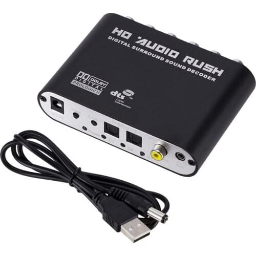 5.1 channel DTS Dolby/AC-3 audio decoder digital fiber coaxial to analog RCA lotus head