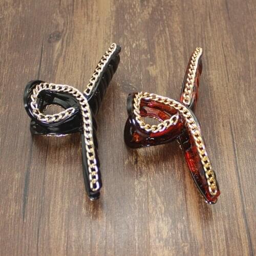 Acrylic Hairpins Hair Clip Crab Accetate Metal Chain Large Hair Claws For Women Girl Hair Accessories Headdress Party Gifts