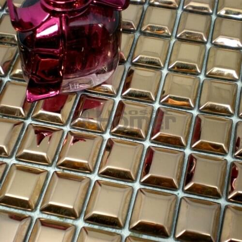 Free shipping, 20x20mm rose golden stainless steel metal mosaic tile stainless steel wall tiles