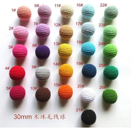 Free shipping!50pcs/lot 30MM Crochet Wood Beads can mixed 26 colors