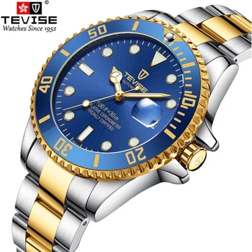 Tevise Top Brand Men Mechanical Watches Automatic Watches Male Famous Design Fashion Luxury Gold Clock Relogio Masculino 2021