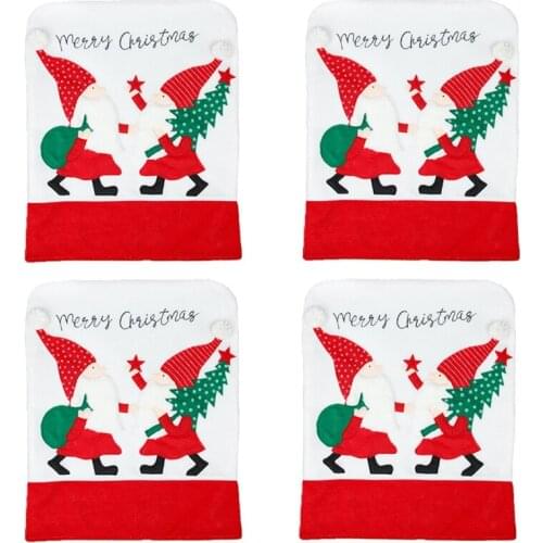 Christmas Chair Covers, Set Of 4 Santa Claus Hat Christmas Chair Back Covers For Xmas Home Kitchen Decoration