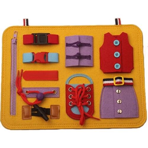 Baby Montessori Basic Skills Activity Busy Board Educational Learning Teaching Tie Shoe Laces Button Zipper Aids Toys