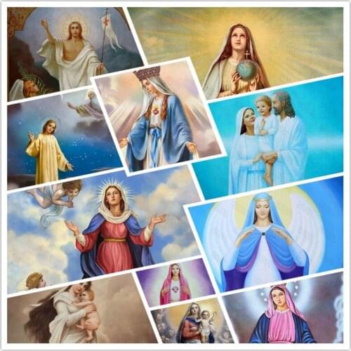 Diy Diamond Painting Western Religion Female Believer Saint Nun Virgin Jesus God Religious Belief Decoration Poster