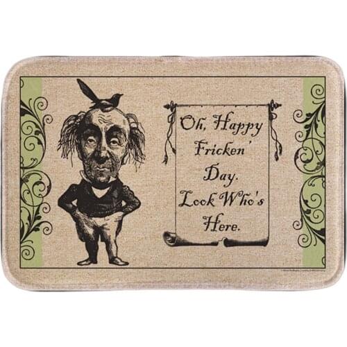 Oh Happy Day Welcome Doormat Soft Lightness Home Decorative Funny Door Mats Indoor/Outdoor Short Plush Fabric Bathroom Mats