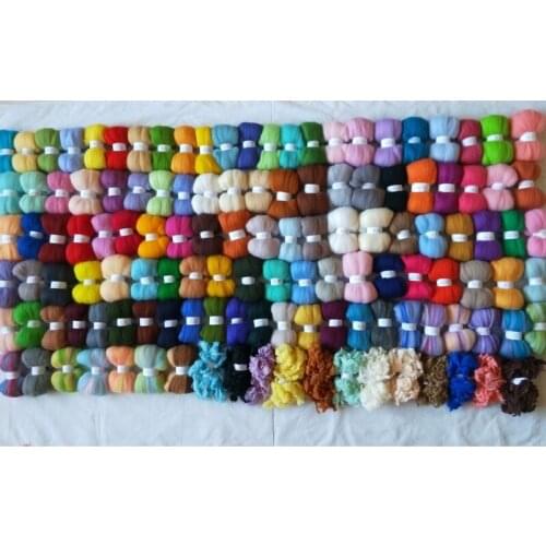 WFPFBEC felt wool for needle felting kit doll merino wool roving sheep wool fiber diy crafa 5g/color 127colors total 635g