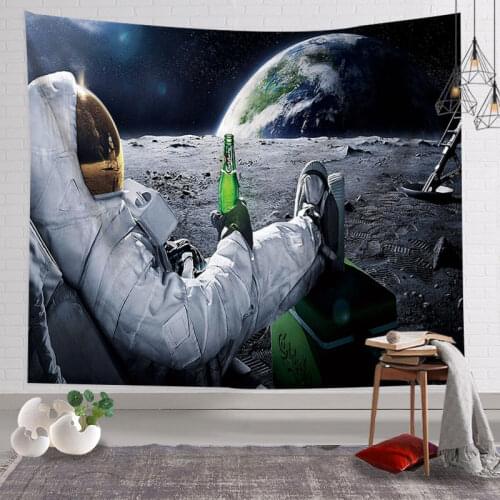 90x70Inches Hawkalice Astronaut Tapestry Space Tapestry Spaceman With Beer Planet Tapestry Boho Hippie Tapestry For Room Decor