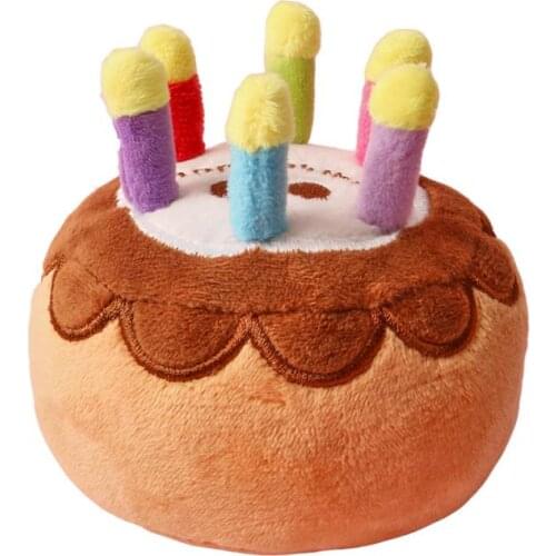 Pet Dog Molar Toy Plush Birthday Cake Squeaky Toys Playing Interactive Bite Resistant Chew Cupcake Stuffed Cats Dogs Toys