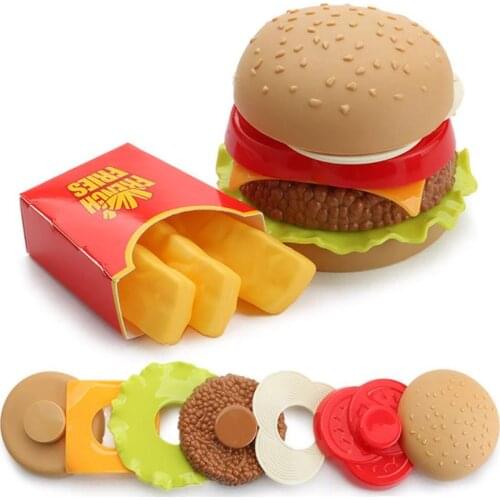 Children Pretend Simulation Food Toys Baby Play House Hamburger French Fries Kitchen Set Toys Fast Food