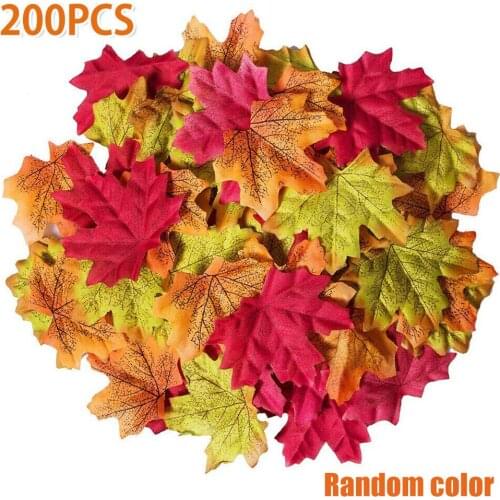 200Pcs Artificial Maple Leaf Autumn Fake Leaves Crafts Wedding XMAS Party Decor Halloween Christma Thanksgiving Decor