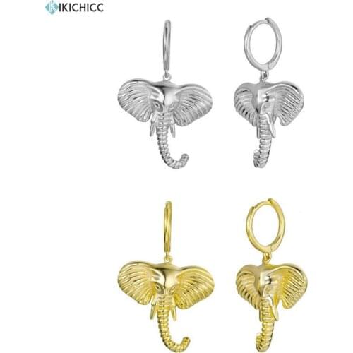 Kikichicc 925 Sterling Silver Gold Big Elephant Drop Earring Dangle Charm 2020 Statement Women Party Rock Punk Jewelry