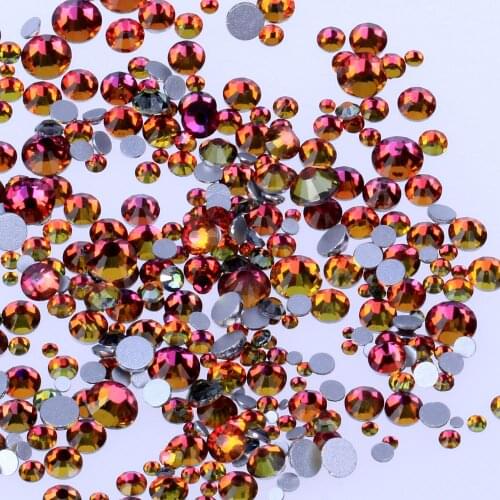 Red Rainbow Non Hotfix Crystal Rhinestones For Nails Art Decoration SS3-SS30 Flatback Glue On Strass Stones DIY Crafts Garments