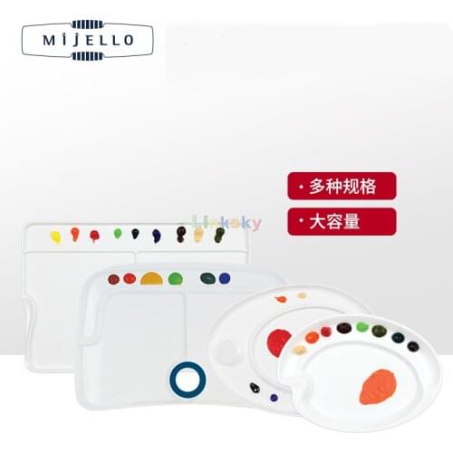 Mijiello Palette,MAP-3011,Strippable Pigment Plastic Lidless Watercolor Acrylic Palette, Oval/Rectangular Multi-function Palette