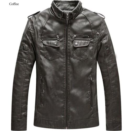 Hot Autumn And Winter men PU Faux leather jacket warm plus velvet coat casual men Windproof motorcycle outerwear