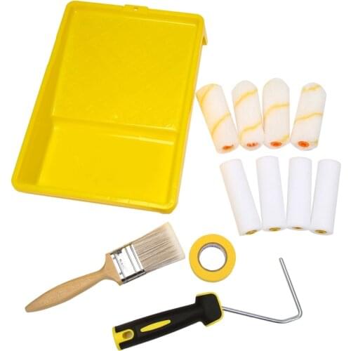 12 Pcs Paint Roller Brushes Kit Mini Paint Tray Set Microfiber Roller Covers for Interior Wall Painting Repair Brush