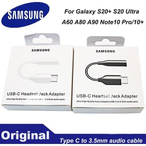 Original Samsung USB Type C Headset Jack Adapter 3.5MM Earphone Audio Cable For Galaxy S20+ S20 Ultra A60 A80 A90 Note10 Pro/10