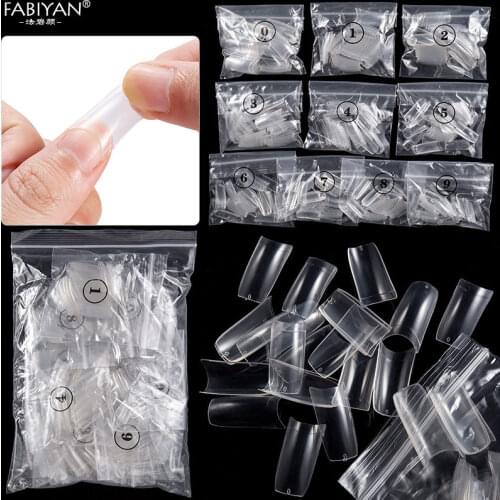 100/500PCS Nail Art False Half Cover Artificial Tips Design Clear Transparent French Acrylic UV Gel DIY Manicures Tools