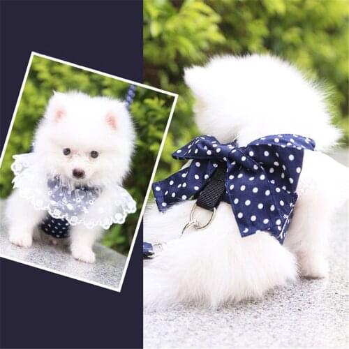 Miflame Princess Dog Harness For Pet Accessories Pomeranian Spitz Harness For Small Dogs Collar With Bow-knot Dog Leash Sweet
